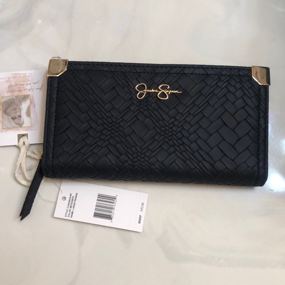 Jessica Simpson Large Frankie Bifold Wallet Color Meteorite Woven Pattern NWT